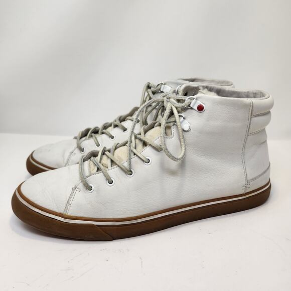 UGG Men Hoyt Luxe High Top Sneakers Size 13 White Leather Lace Up Shearling - Picture 4 of 8